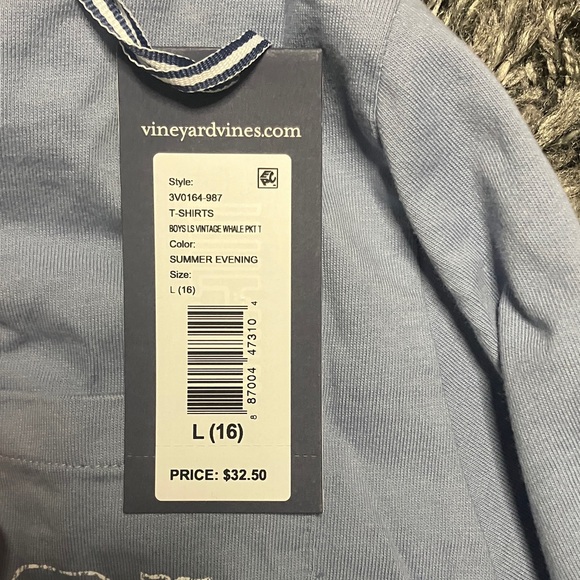 Vineyard Vines Men's Light Blue Long Sleeve Tee - Picture 2 of 2